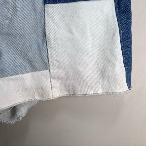 Hollister Ultra High Rise Mom Short Size 29 Colour block Patchwork Denim - Picture 2 of 6